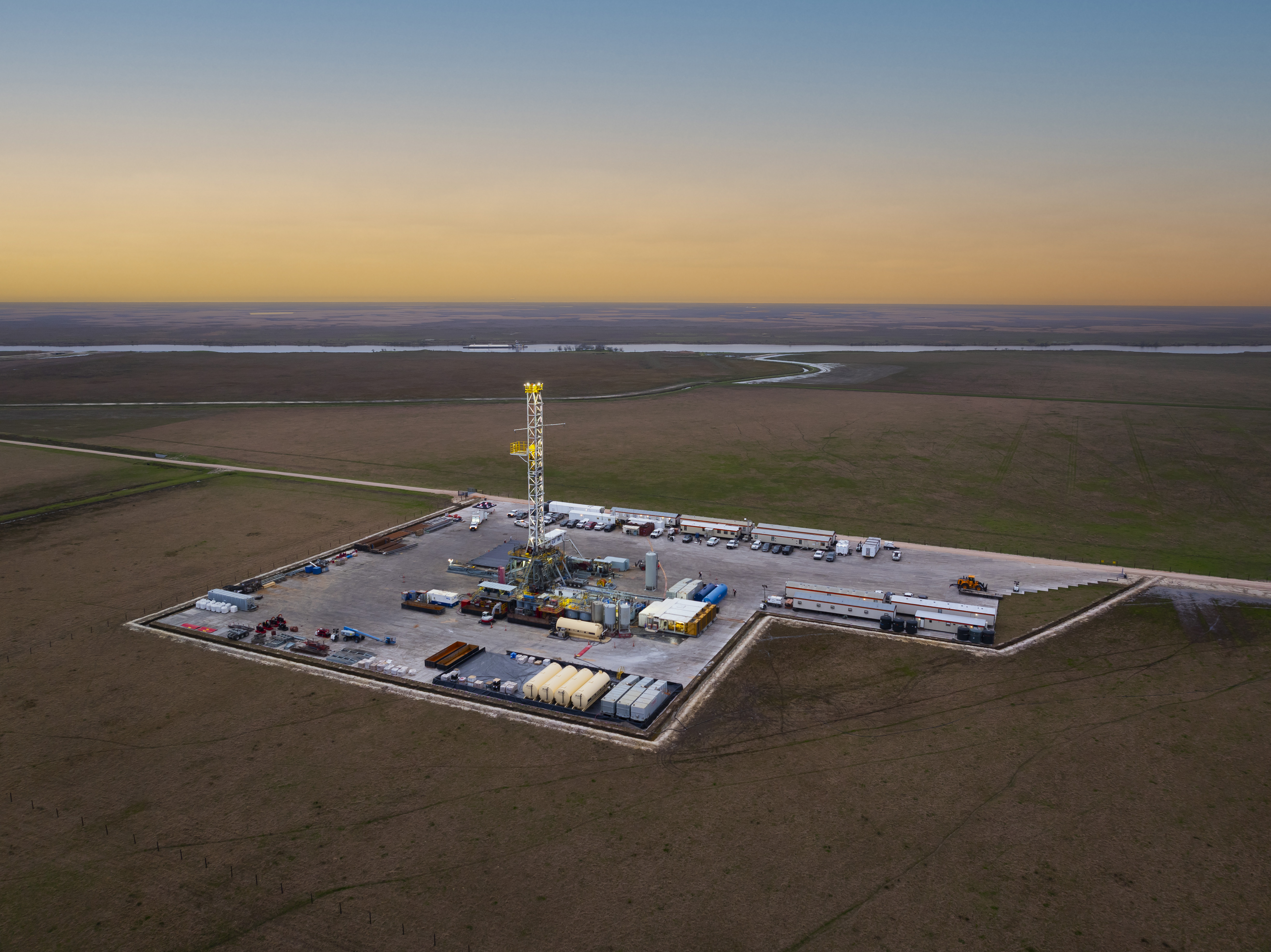 Facility at dusk 